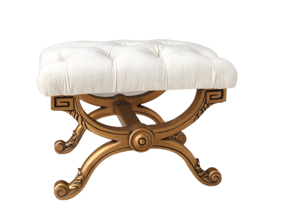 Off-White Tufted Rosewood Bench Single - 1 Piece