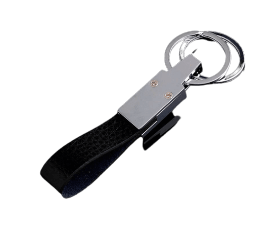 Double Ring Leather Metal Key Chain