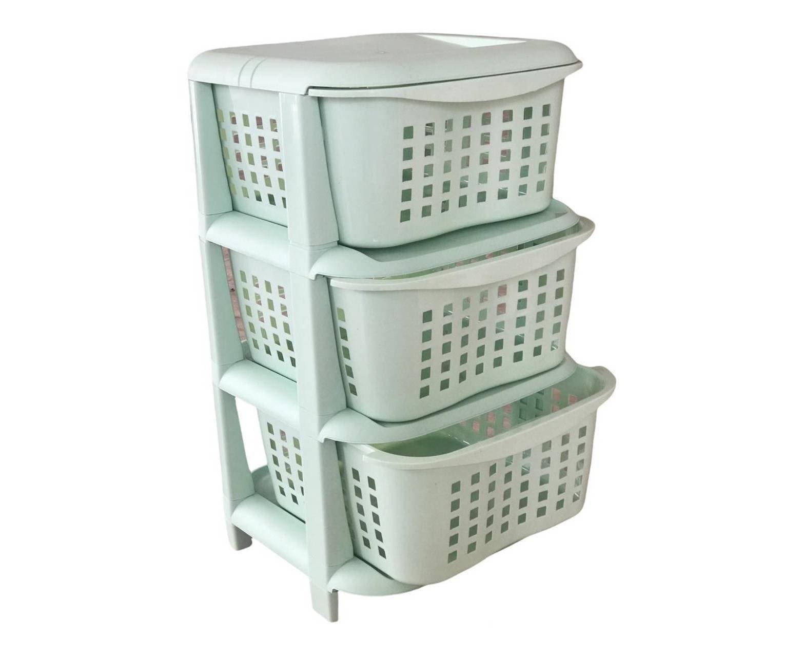 3 Drawer Storage Box Decorative Box Plastic Cabinet - White