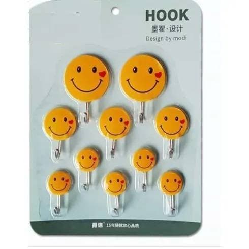 Wall Mounted Emoji Strong Self Adhesive Hook - 10Pcs