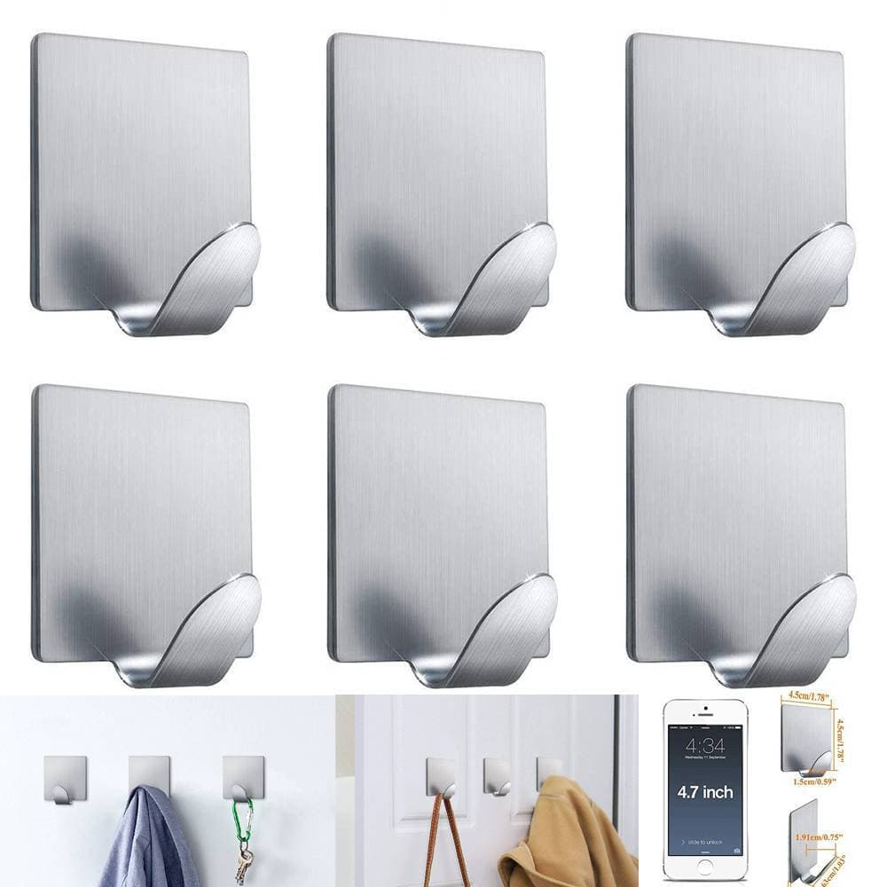 Heavy Duty Adhesive Hooks Stick On Hooks Stainless Steel & Waterproof