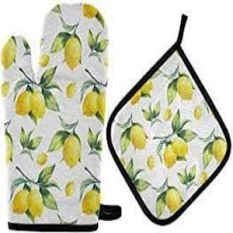 Oven Mitt And Heat Resistant's Pot Holder Glove Pad Protective - Mix Design