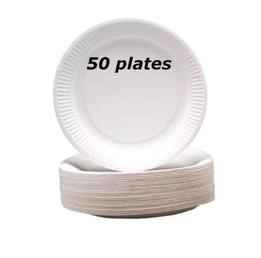 50 PCS Disposable Styrofoam Party Burger Rice Plates Of Medium Size