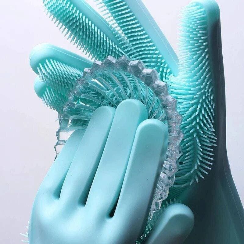 1Pair Dishwashing Cleaning Gloves Magic 100% Silicone Rubber Dish Washing Glove