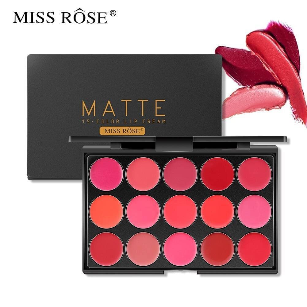 MISS ROSE - 15 Color Waterproof Matte Lipstick Palette