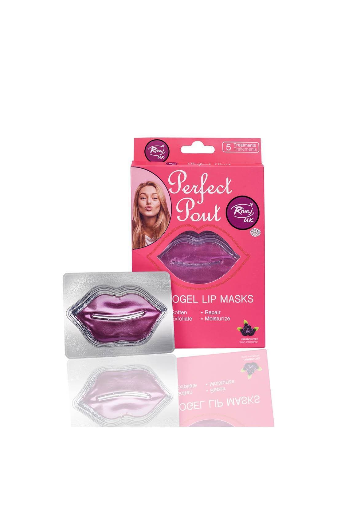 RIVAJ UK - Perfect Pout - Hydrogel Lip Masks - Pink Shade - Exfoliate - Blurs Lines & Soften Lips - Moisturizing / Glossy Finish - No Greasy - Transfer Free - Excellent Pigment - Full Coverage - Paraben & Gluten Free - 1 Piece