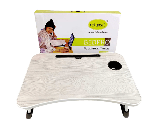 Relaxsit Foldable E-Laptop Table Stand with Multiple Slots - Cool Beige