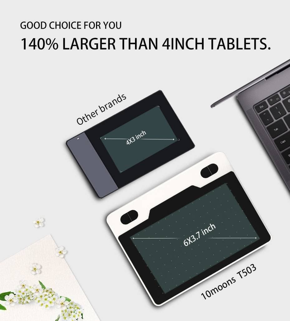 10moons 6 Inch Graphic Tablet 8192 Levels Digital Tablets Drawing Tablet