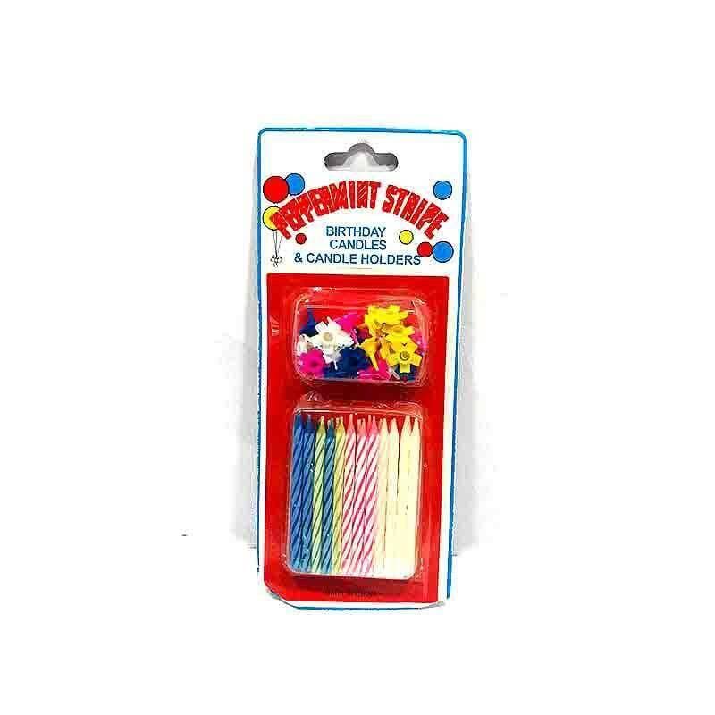 Peppermint Birthday Candle And Holders - 1 Pack