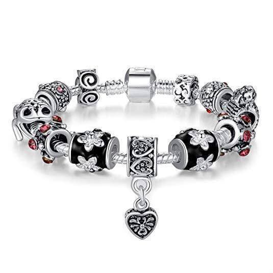 Beaded Silver Plated Charm Bracelet