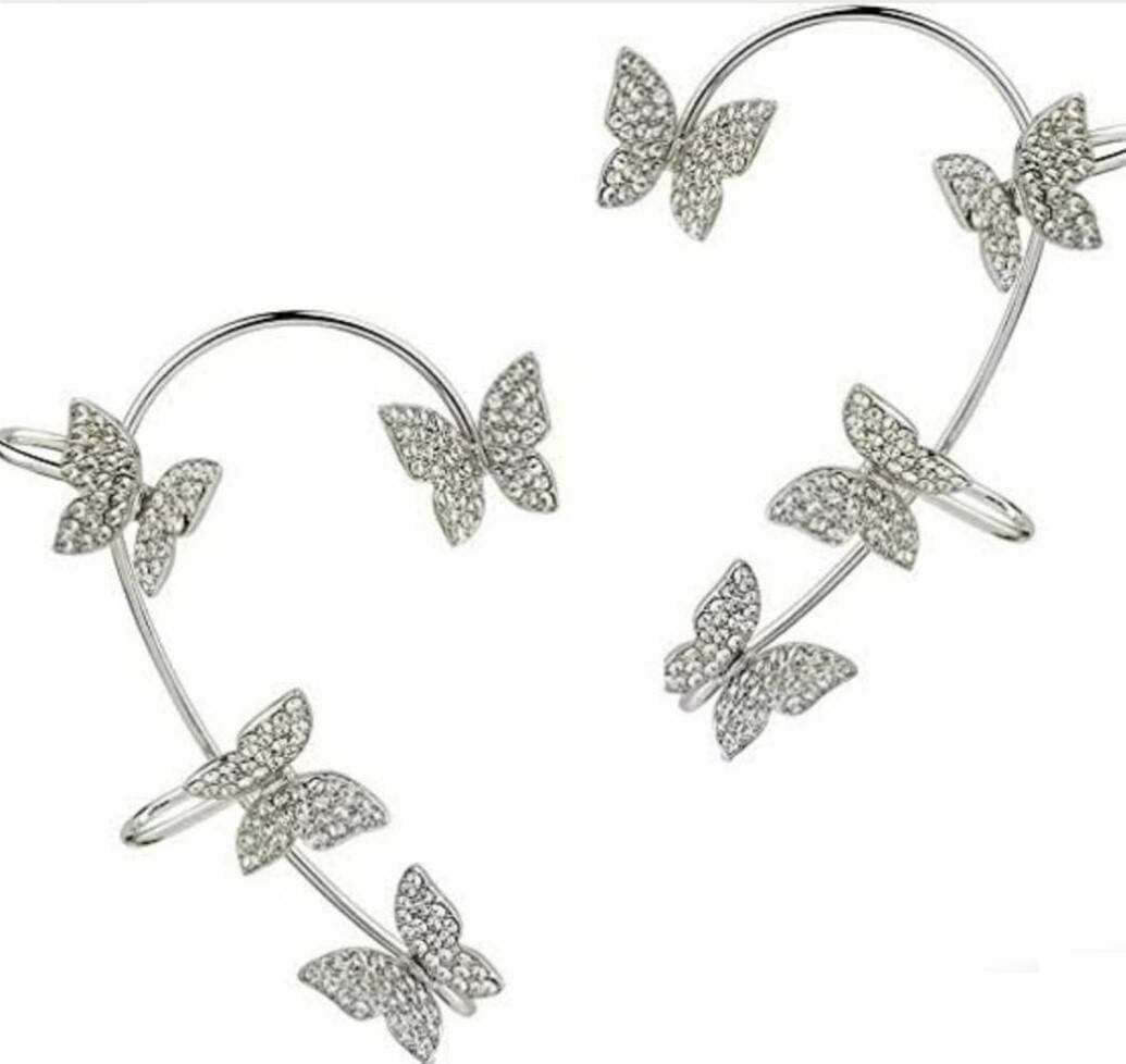Simple Delicate Butterfly ear cuff - Silver