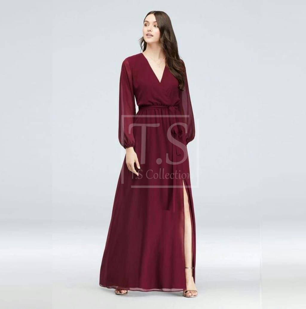 Long Nightwear Gown With Belt For Women