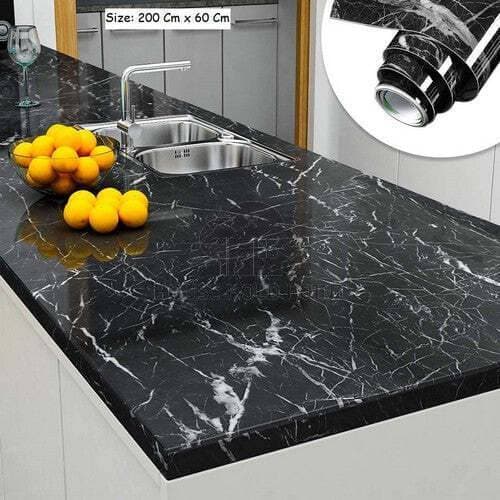 Self Adhesive Black Marble Sheet for Kitchen