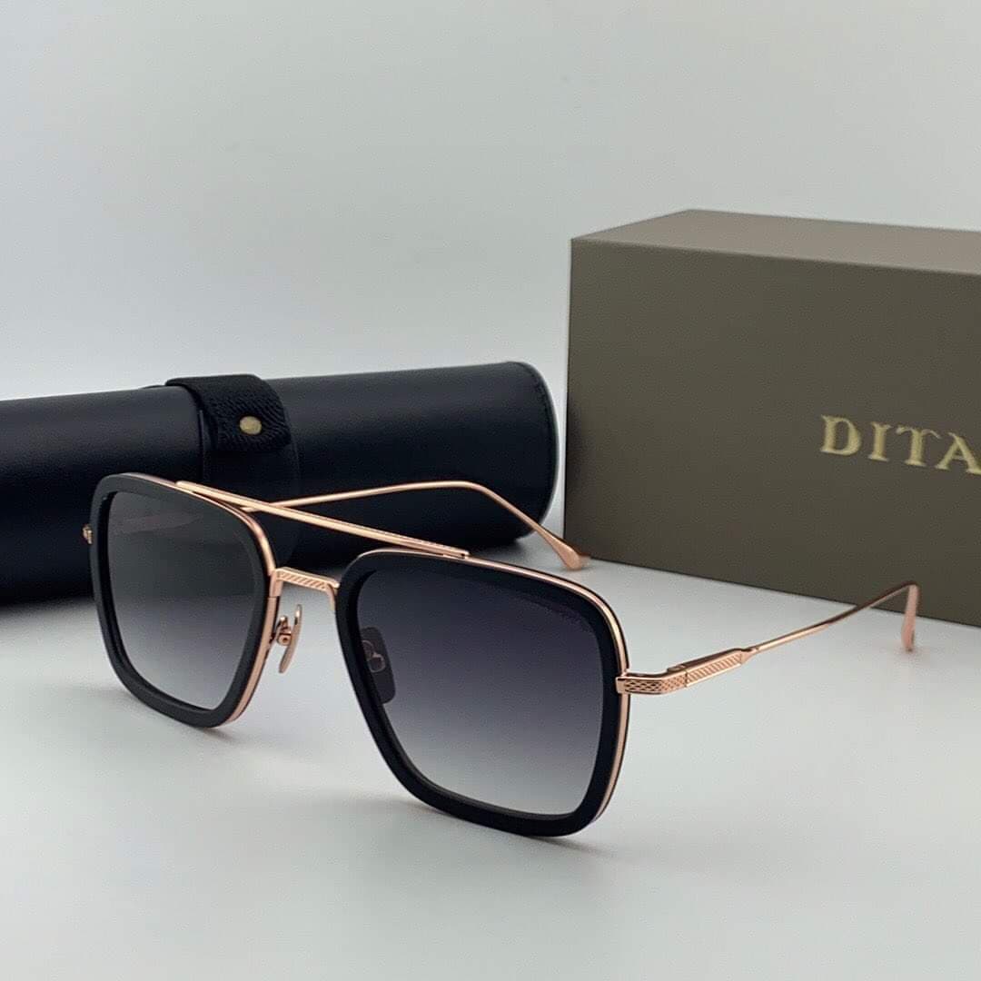 Dita Silver Frame Gradian Black Sunglasses for Men