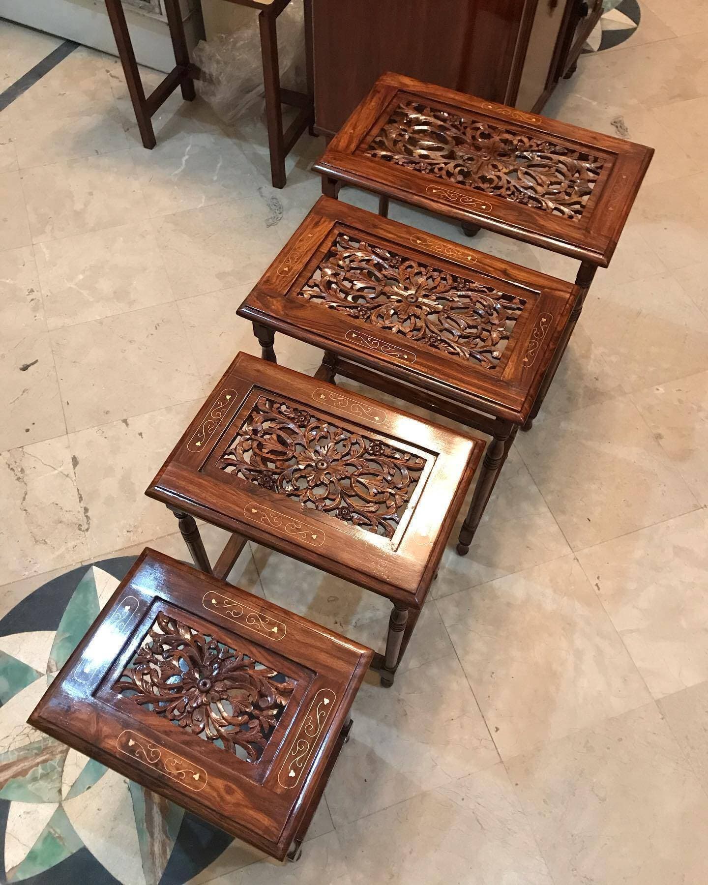 Classic Design Nesting Table set In Original Rosewood