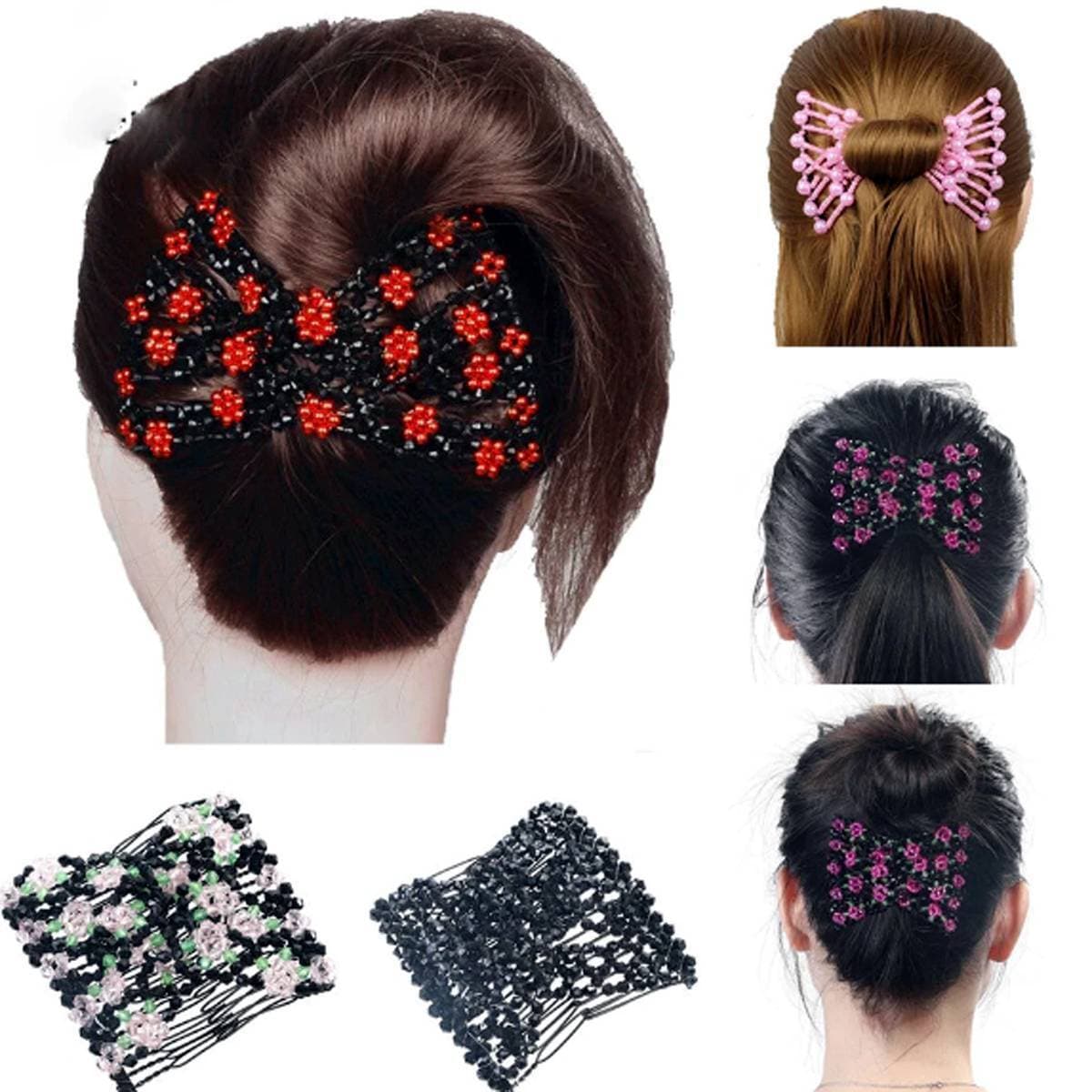 Magic Comb Clip For Women Girls Beads Flower Barrette Hairpin