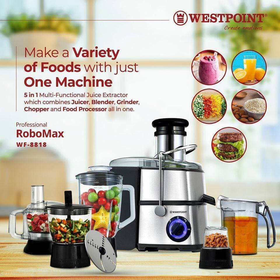 Westpoint 4-in-1 Deluxe Juicer, Blender, Grinder & Chopper - 1000 Watts