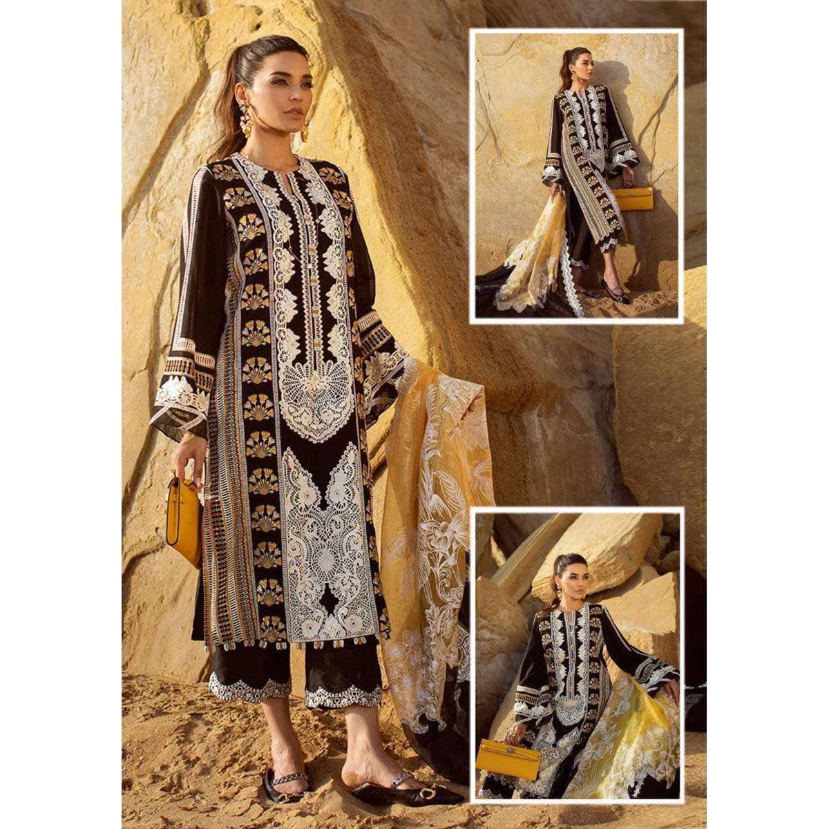 Chicken Kari Lawn Embroidered 3 PCS Women Unstitched Suit - Multi Colors - Ra-59