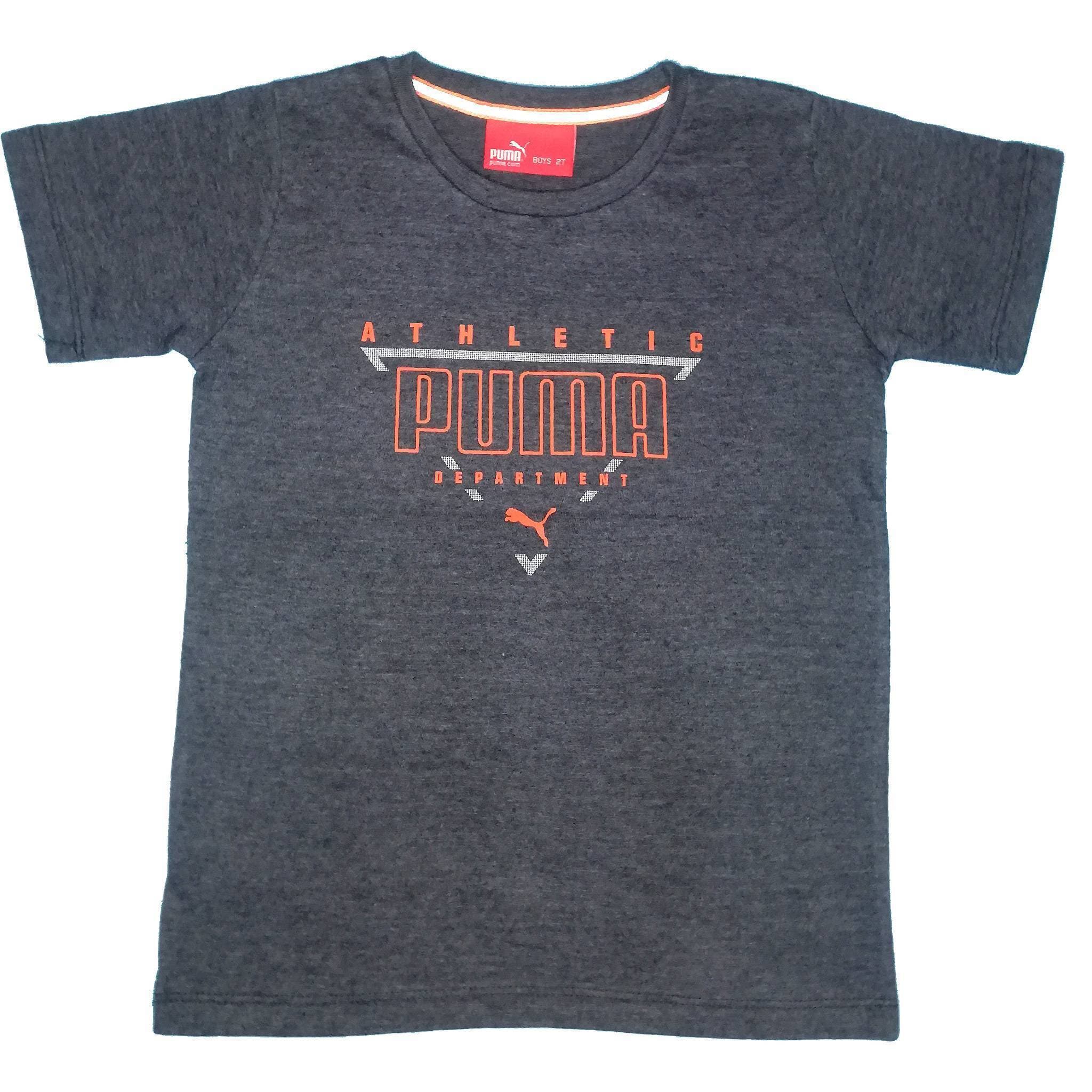 Puma Round Neck Cotton Fabric Shirt - Grey