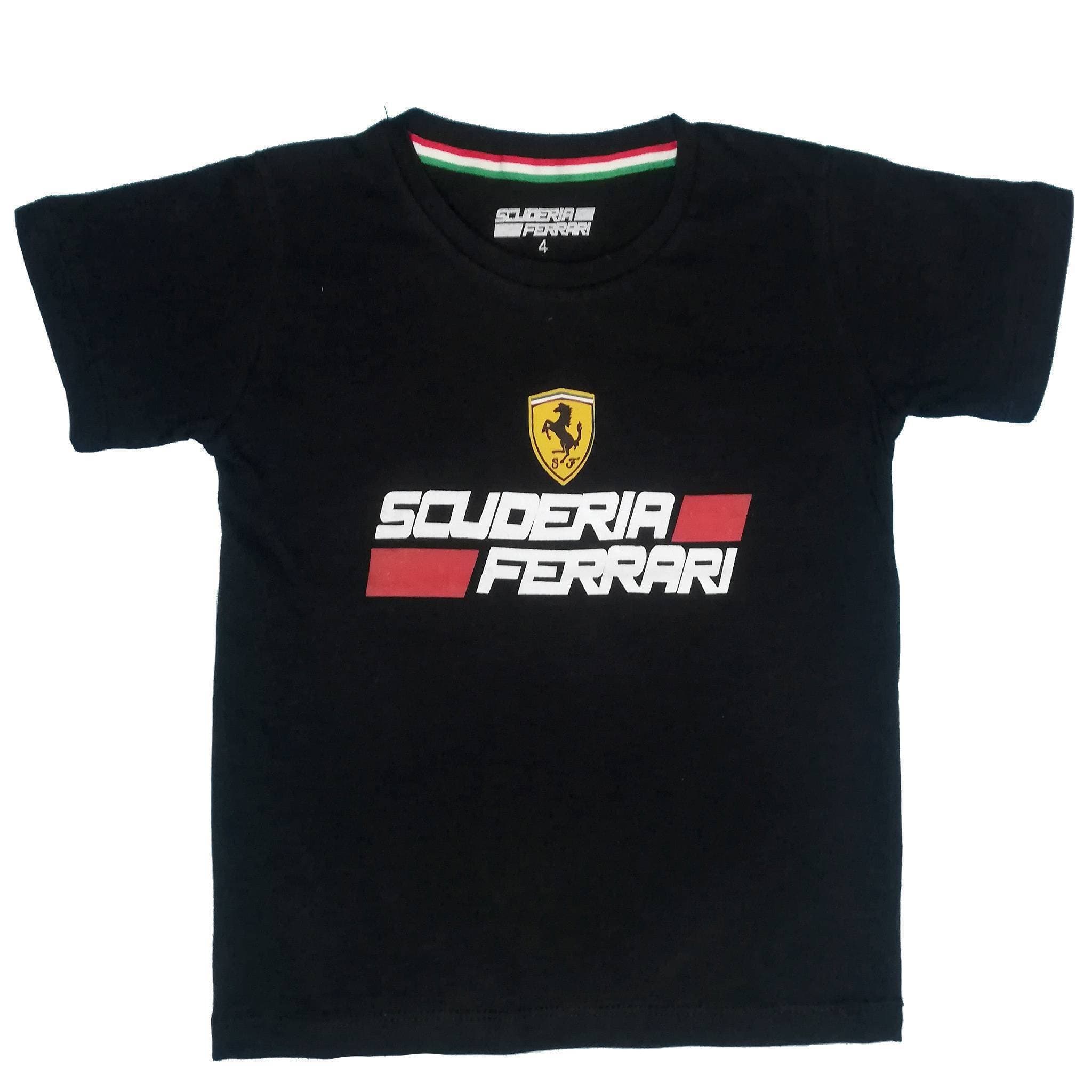Sauderia Ferrari Round Neck Cotton Fabric Shirt - Black