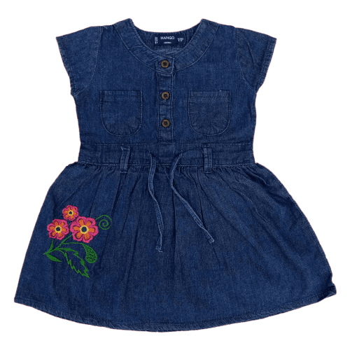 Mango Jeans Frock For Girls - Blue