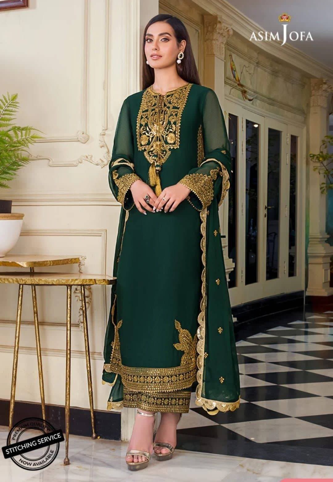 Chiffon Heavy Embroidered 3 PCS Women Unstitched Frock - Multi Colors - Ra-40
