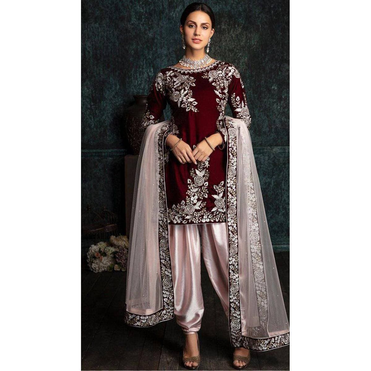 Silk Embroidered 3 PCS Women Unstitched Suit - Multi Colors - Ra-61