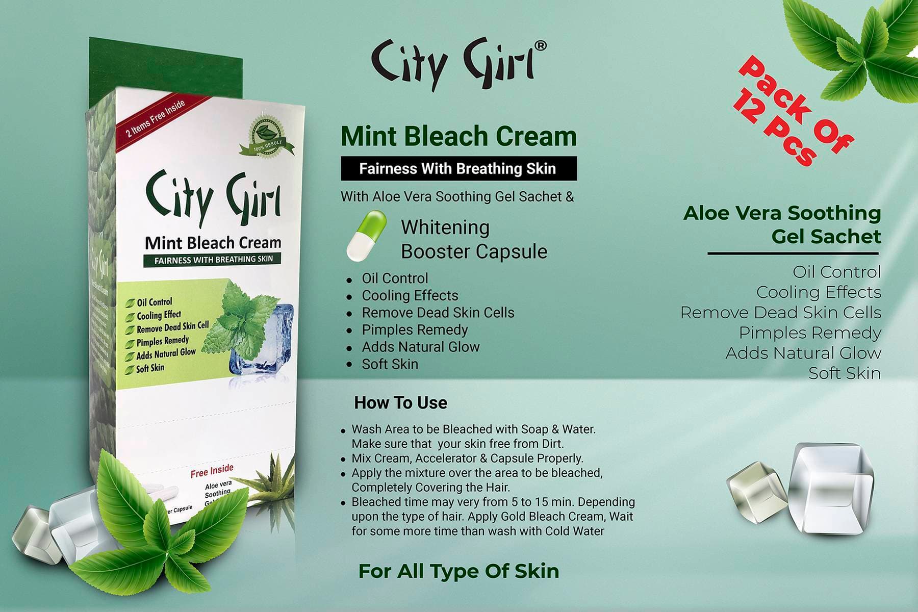 City Girl Mint Bleach Sachet 12 Pcs Master