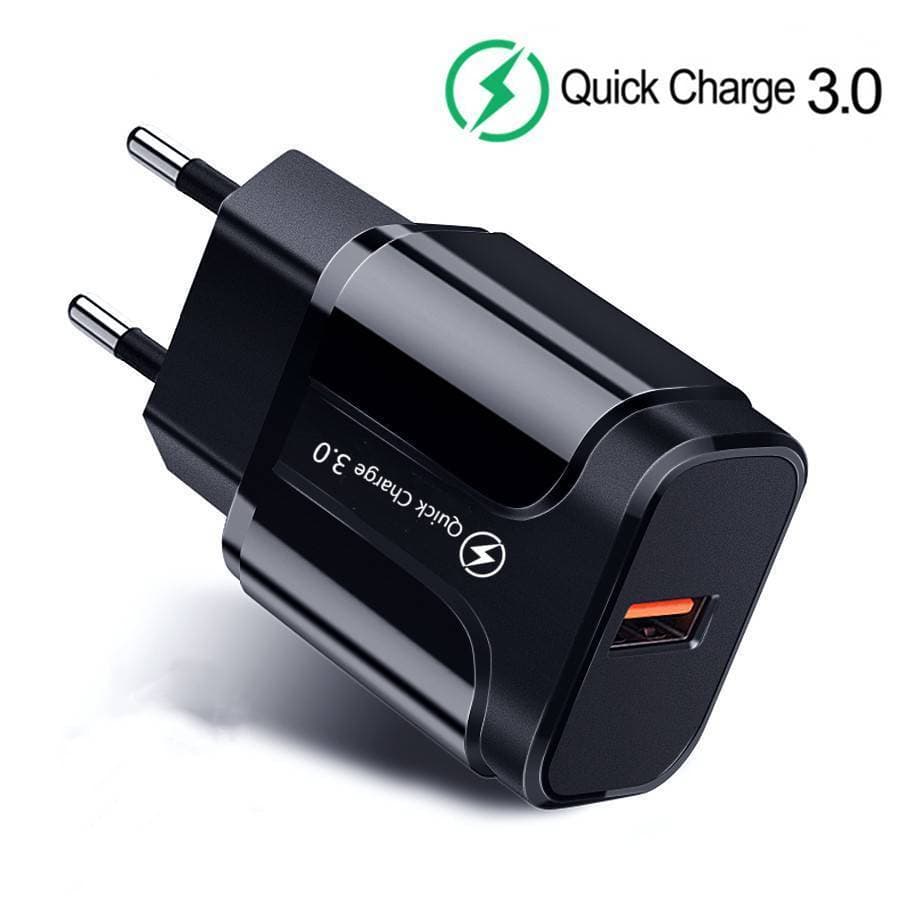 3A Quick Charge 3.0 USB Black Charger For iPhone