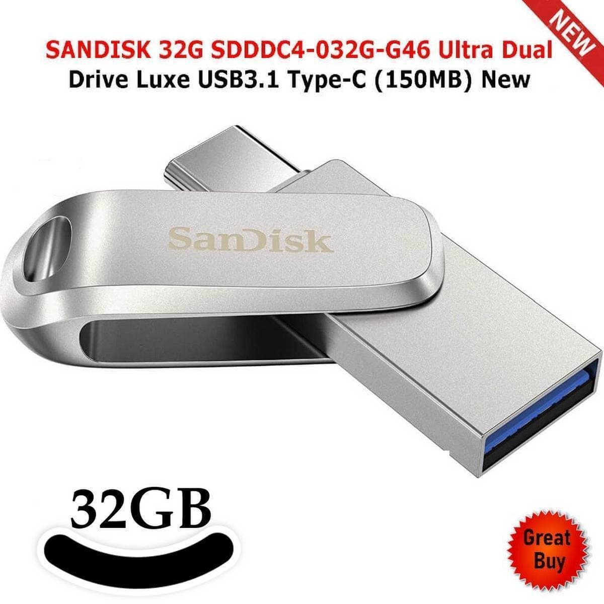 SanDisk 32GB Ultra Dual Luxe USB Type-C USB Flash Drive