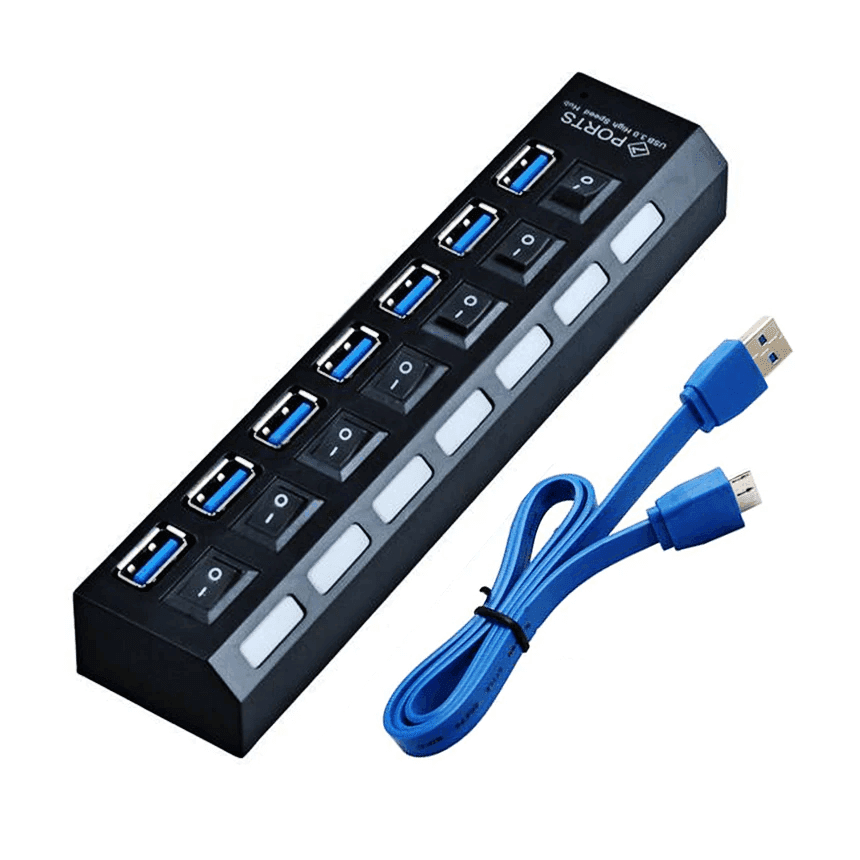 TBP USB Hub 7 Port 3.0 Super Fast 5 Gbps Speed For Laptop &  PC