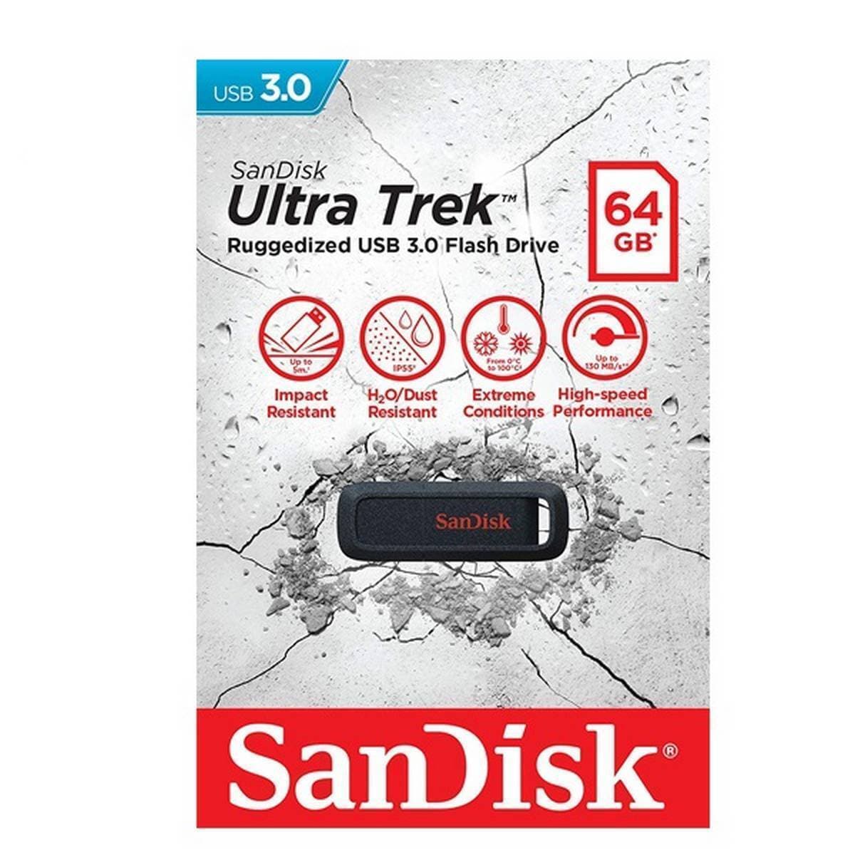 SanDisk 64GB Ultra Trek USB 3.0 Flash Drive 130Mb/s Speed - Sdcz490