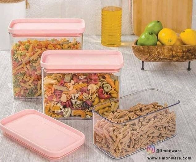 Limon Acrylic Jar Sizes : 1 Liter, 1.8 Liter, 2.7 Liter - 3 Pcs Set