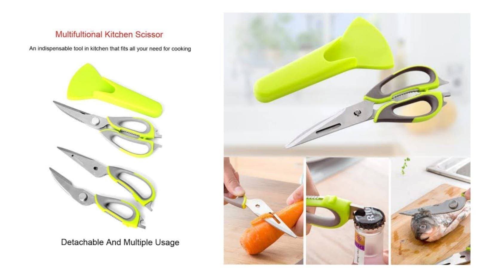 Kitchen Meat Scissors With Holder and Bottle Opener Heavy Quality 10Inches