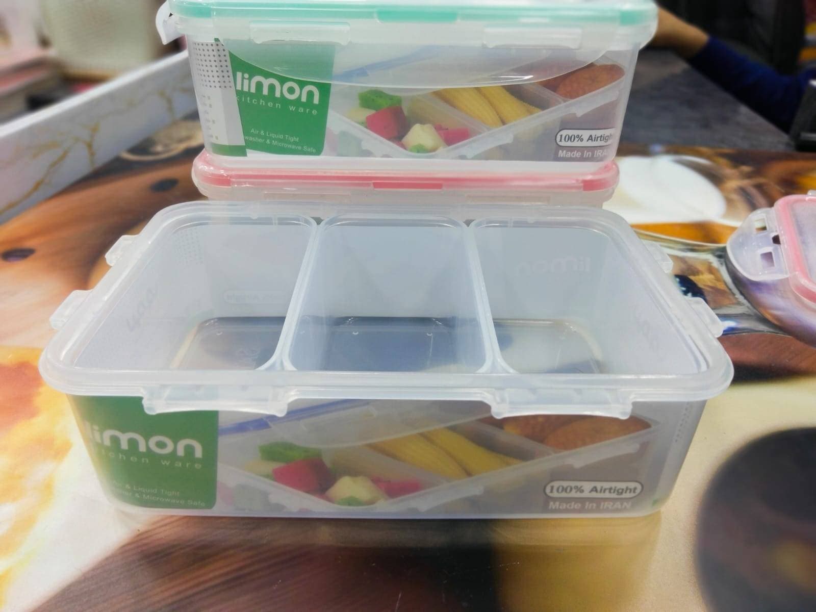 Limon 1.2 Ltr Plastic Partition Box With Lid - 1 Piece