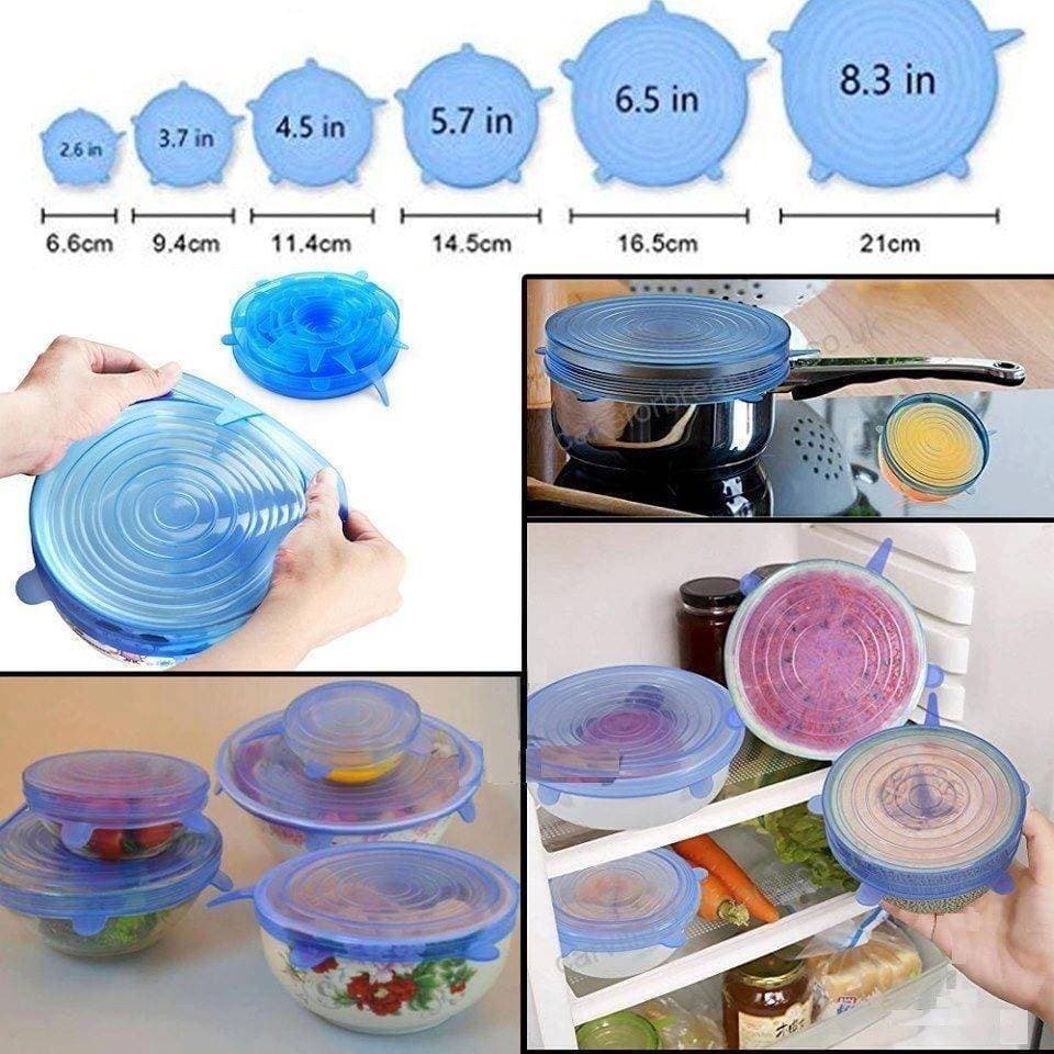 6 Pcs Silicone Covers Lid - Keep your food safe and Airtight