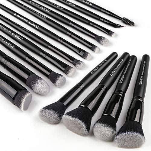 15 Pcs Makeup Brush Set - Black and White