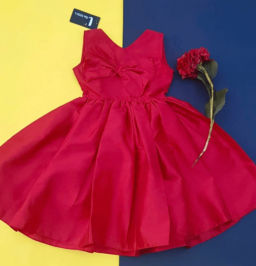 Party Wear Raw Silk Red Frock For Kids | kids frock design