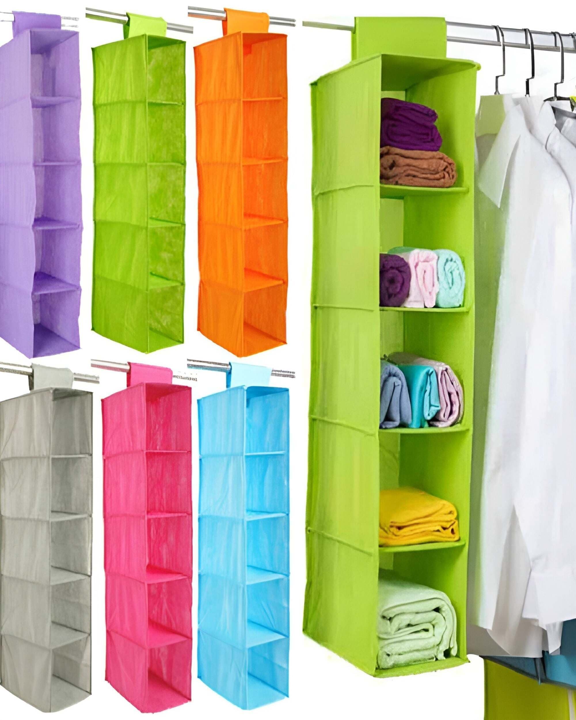 5 Shelf Clothes Hanging Wardrobe Organizers