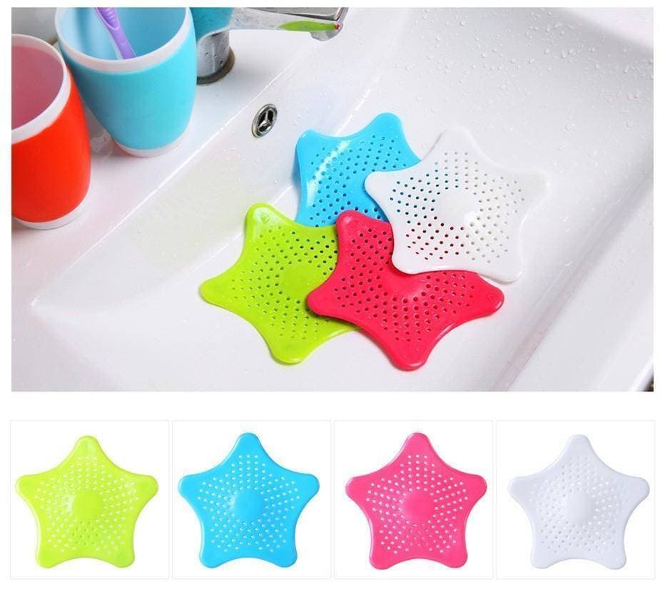 Silicone Rubber Star Fish Five-pointed Creative Star Sink Water Stopper Filter Sea Star Drain Hair Catcher & Stopper Cover Sink Strainer Leakage Filter Kitchen and Bathroom (Random Color)