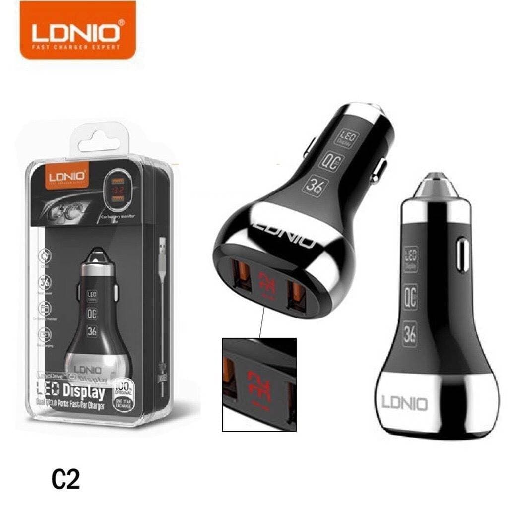 LDINO C2 36W Dual USB Super Fast Car Charger - Black