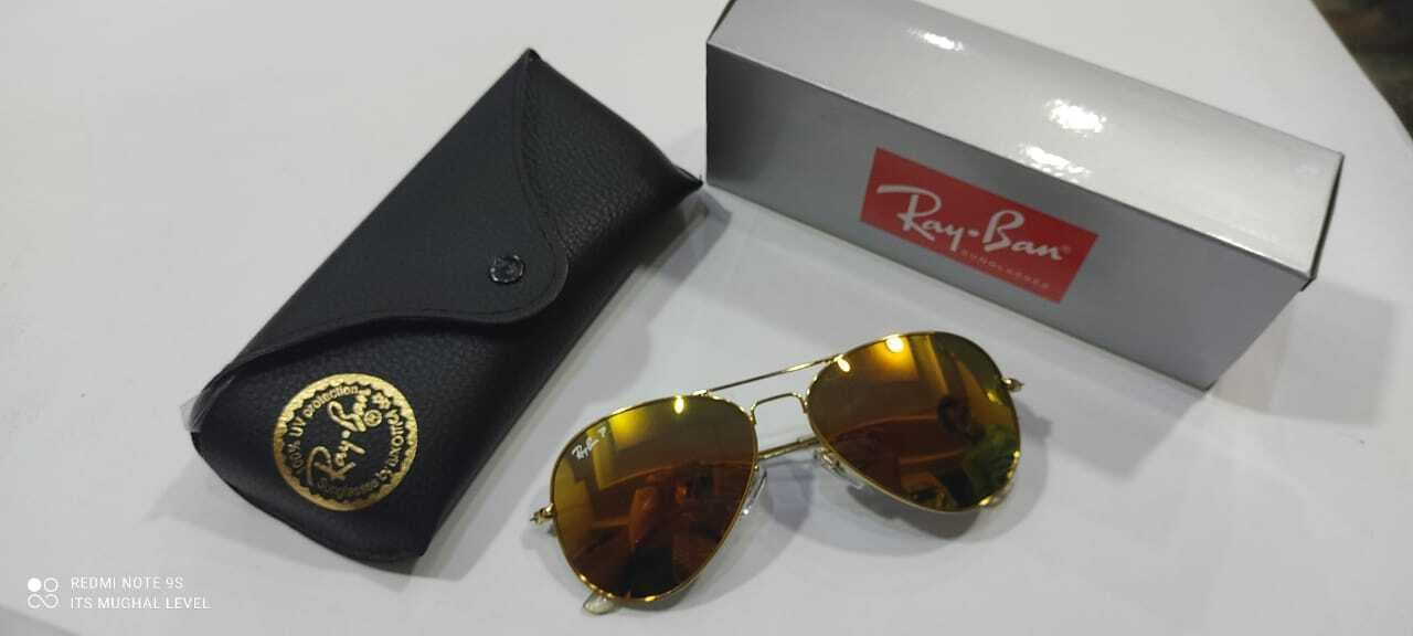 Ray Ban Gold Frame With Golden Brown Lens Sunglasses for Men