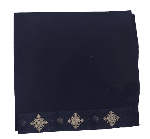 One Side Border Lawn Shawl For Use Anywhere - Dark Blue
