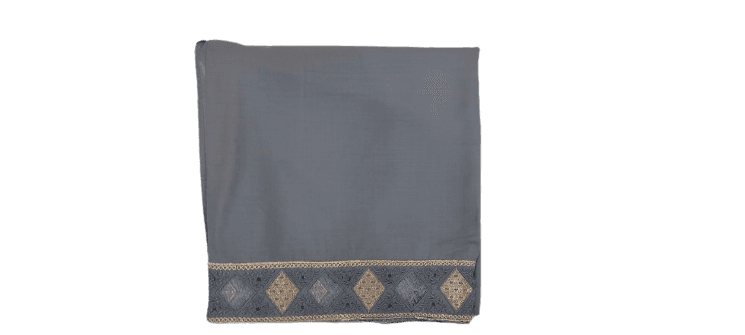 One Side Border Lawn Shawl For Use Anywhere - Grey