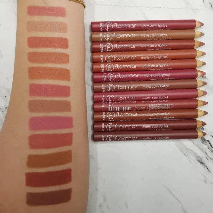 Flormar Matte Nude Shades Lip Pencils - Pack Of 12