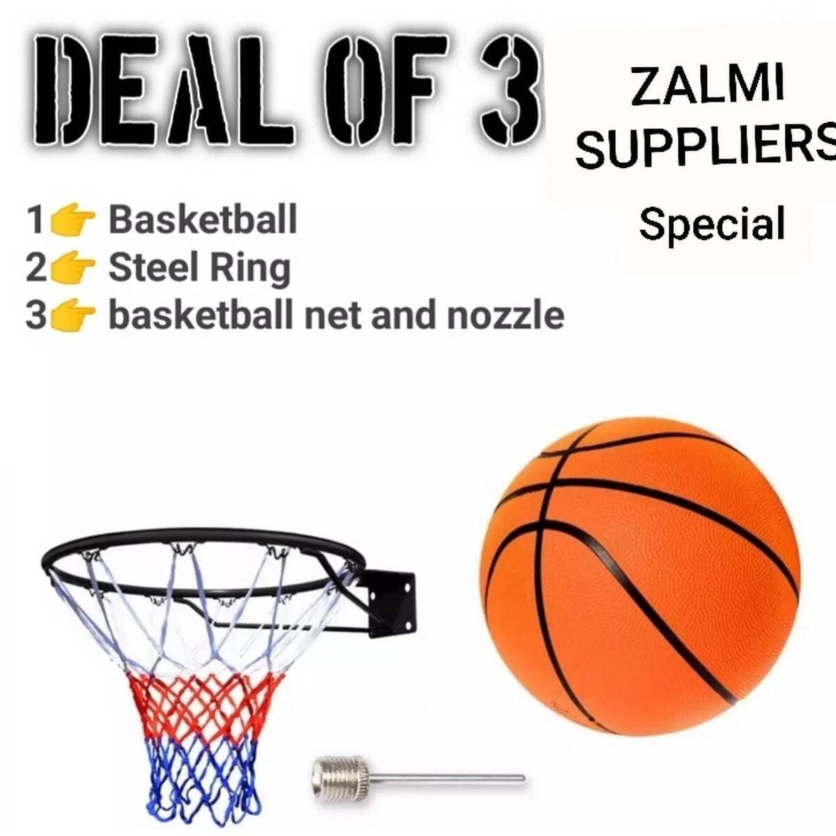 Basket Ball With free Net and steal ring- Standard Size