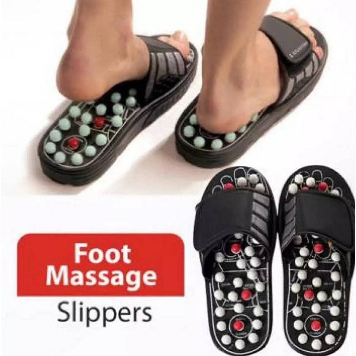 Foot Reflexology - Foot Massage Slippers - Black
