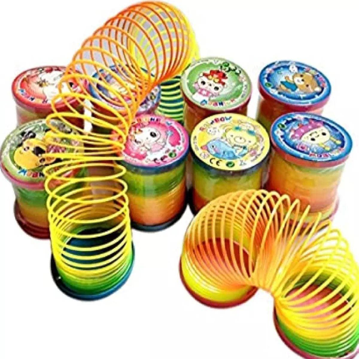 Magic Slinky Rainbow Springs Bounce Fun Toy For Kids - Pack of 6