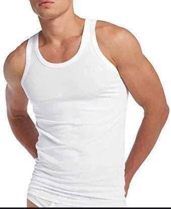 Sleeveless Cotton Rib Vest For Men - White - Single Piece - Comfortable