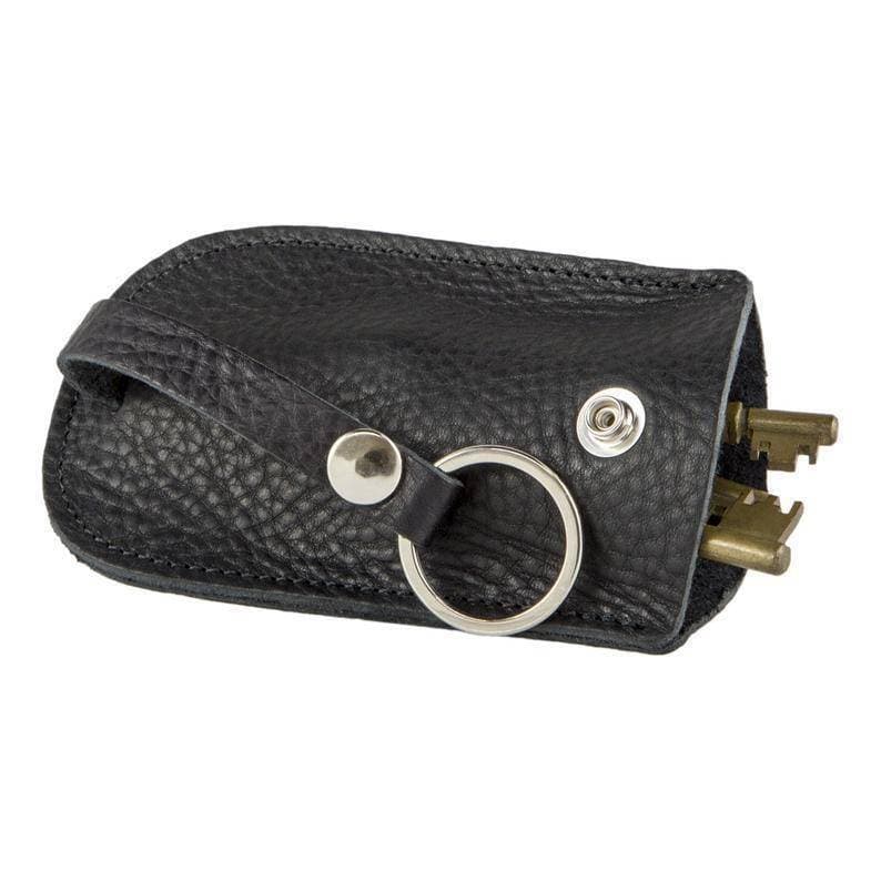 Leather Bell Keychain Key Holder - Black